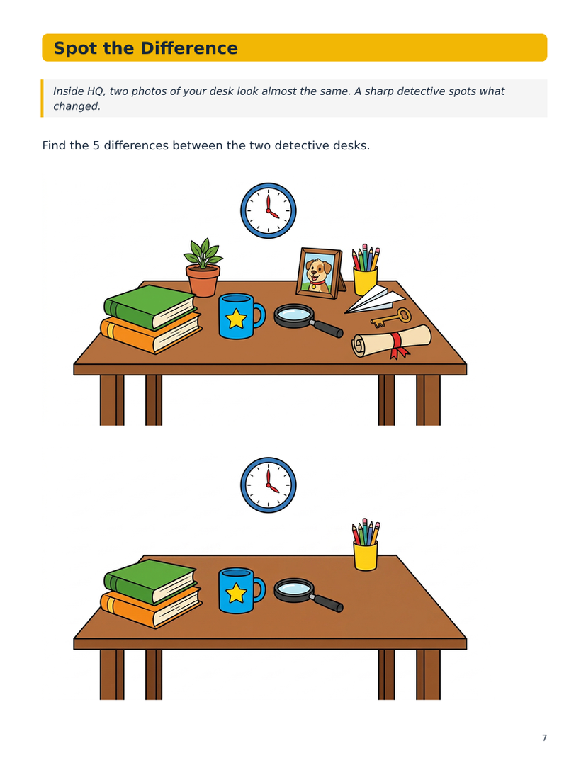Spot the difference page