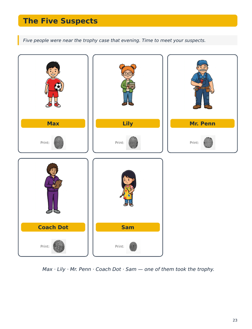 The five suspects page